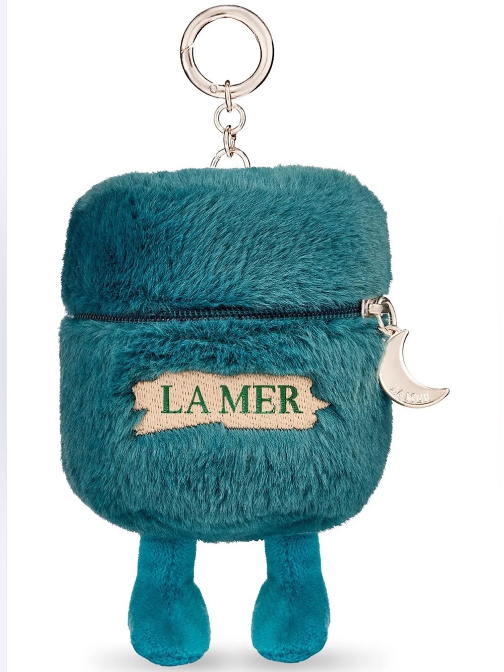 Authentic La Mer Teal Plush Keychain Pouch with Moon Charm / Bag charm